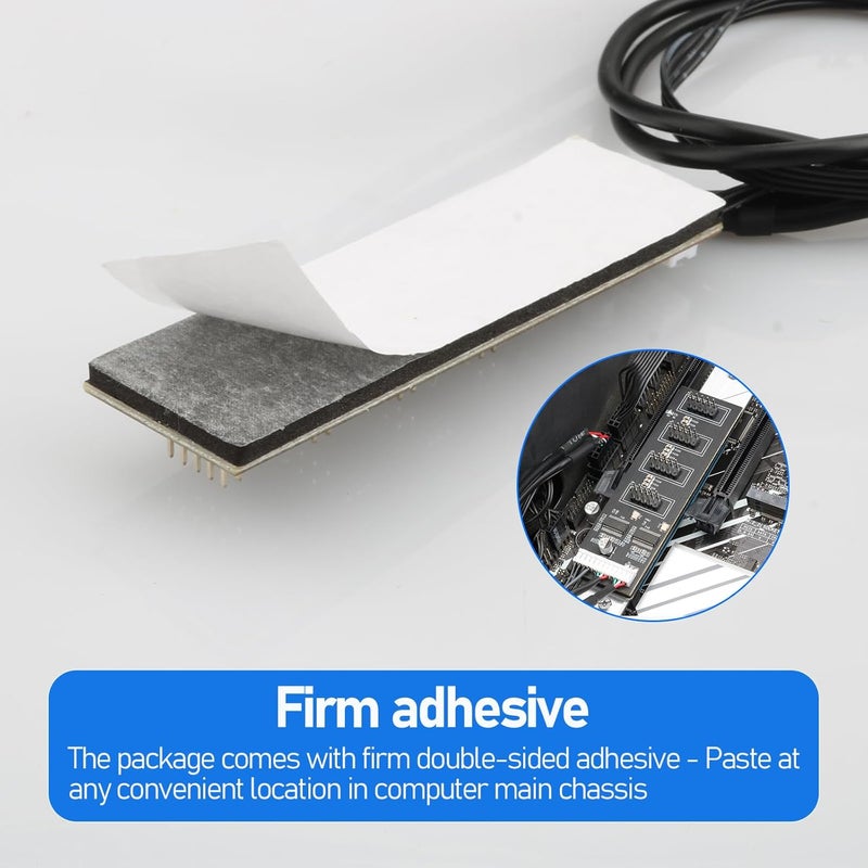 Rocketek 9Pin USB Header Splitter with SATA Power Cable, 9Pin USB Header Male 1 to 4 Female Extension Cable USB 2.0 Splitter Cable Connector for Motherboard, Adapter for CPU, WiFi Receiver, Fans, and RGB Light - Image 5