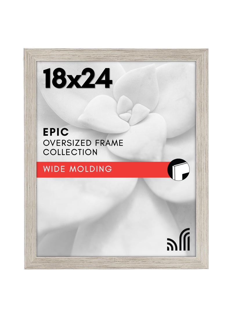 Americanflat - Americanflat 18x24 Poster Frame with Polished Plexiglass  Wide Picture Frames Made of Engineered Wood for Vertical or Horizontal Wall Display  Epic Collection  Driftwood - Image 1