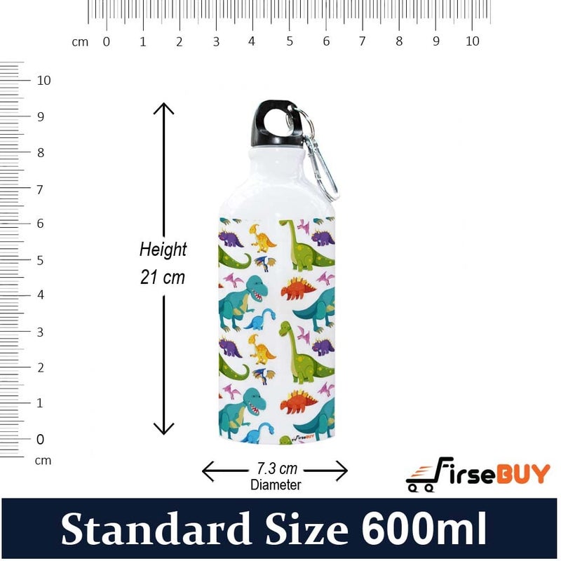 FirseBUY Water Bottle Light Portable 600ml Aluminium Water Bottle with Dinosaur Pattern Print Funny Bottle Gift for Kids Girls and Boys - Image 4