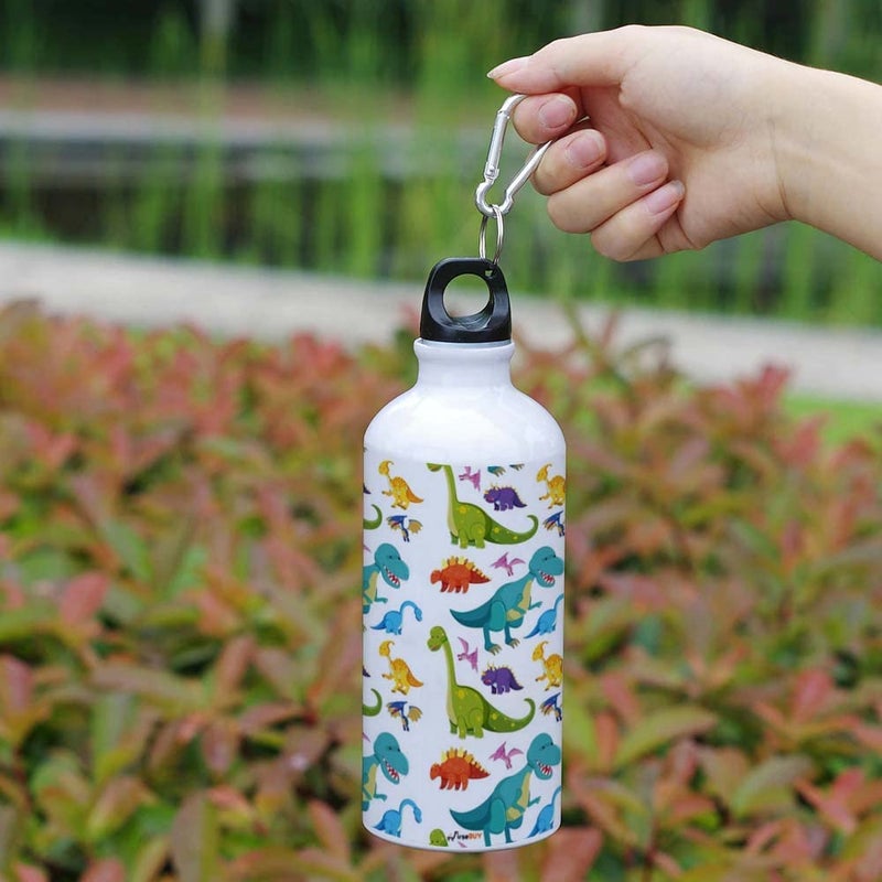 FirseBUY Water Bottle Light Portable 600ml Aluminium Water Bottle with Dinosaur Pattern Print Funny Bottle Gift for Kids Girls and Boys - Image 2