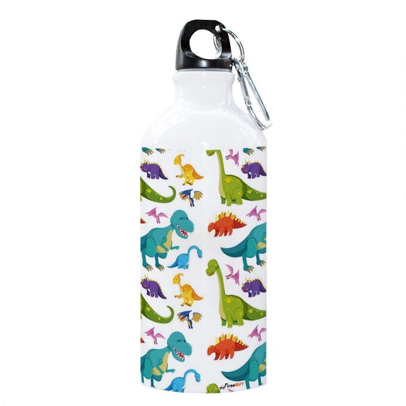 FirseBUY Water Bottle Light Portable 600ml Aluminium Water Bottle with Dinosaur Pattern Print Funny Bottle Gift for Kids Girls and Boys - Image 1