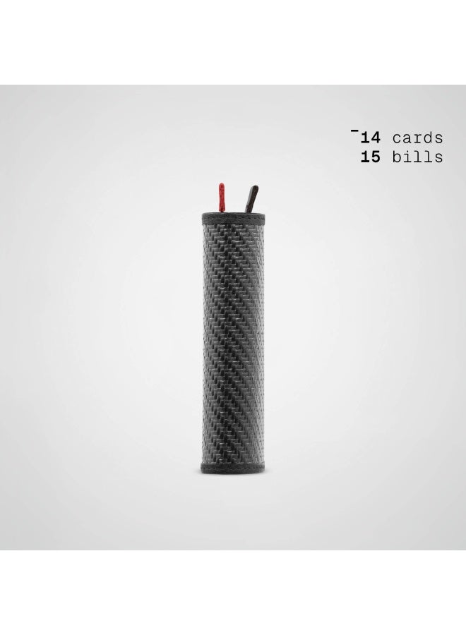 The Frenchie Co. Speed Wallet | Ultra Slim Front Pocket Wallet for Men & Women | RFID Blocking Quick-Access Card Holder with Pull Tab | Carbon Fiber with Full-Grain Italian Leather Minimalist Design | Holds up to 14 Cards & Cash (Rouge-Noir) - Image 3