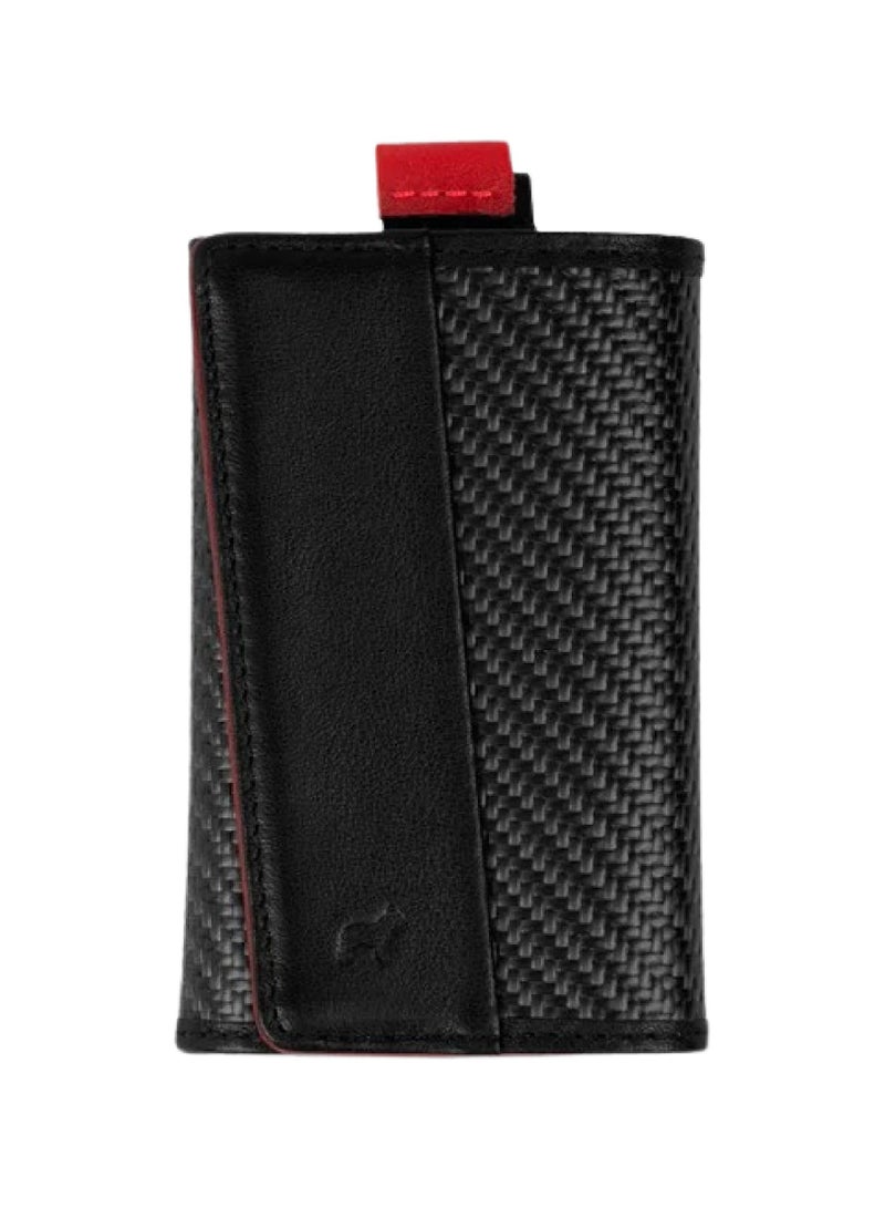 The Frenchie Co. Speed Wallet | Ultra Slim Front Pocket Wallet for Men & Women | RFID Blocking Quick-Access Card Holder with Pull Tab | Carbon Fiber with Full-Grain Italian Leather Minimalist Design | Holds up to 14 Cards & Cash (Rouge-Noir) - Image 1