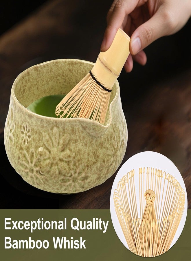 HAKELPOK Matcha Whisk Set, 7 Pcs Matcha Kit Includes Matcha Bowl, Whisk and Holder, Bamboo Scoop, Scoop Rest, Sifter and Tea Towel, Gift for Matcha Lover (Mottled Green) - Image 5