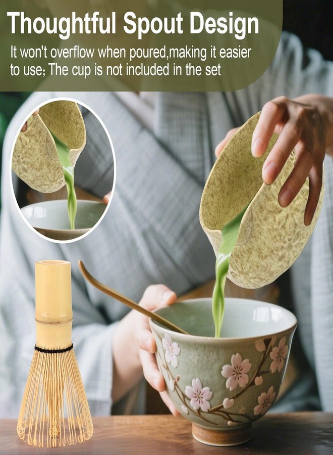 HAKELPOK Matcha Whisk Set, 7 Pcs Matcha Kit Includes Matcha Bowl, Whisk and Holder, Bamboo Scoop, Scoop Rest, Sifter and Tea Towel, Gift for Matcha Lover (Mottled Green) - Image 4