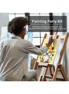 VOCHIC VOCHIC Canvas Painting Kit Pre Drawn Canvas for Painting for Adults Party Kits Paint and Sip Party Supplies 8x10 Canvas to Paint 8 Acrylic Colors,3 Brush,1 Pallet Gnome Paint Art Set  - Image 3