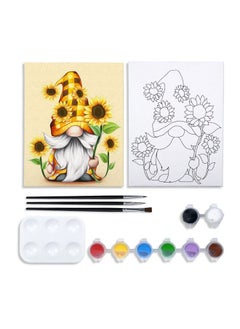 VOCHIC VOCHIC Canvas Painting Kit Pre Drawn Canvas for Painting for Adults Party Kits Paint and Sip Party Supplies 8x10 Canvas to Paint 8 Acrylic Colors,3 Brush,1 Pallet Gnome Paint Art Set  - Image 1