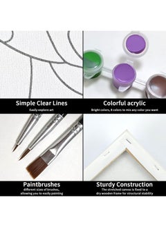 VOCHIC VOCHIC Canvas Painting Kit Pre Drawn Canvas for Painting for Adults Party Kits Paint and Sip Party Supplies 8x10 Canvas to Paint 8 Acrylic Colors,3 Brush,1 Pallet Gnome Paint Art Set  - Image 4