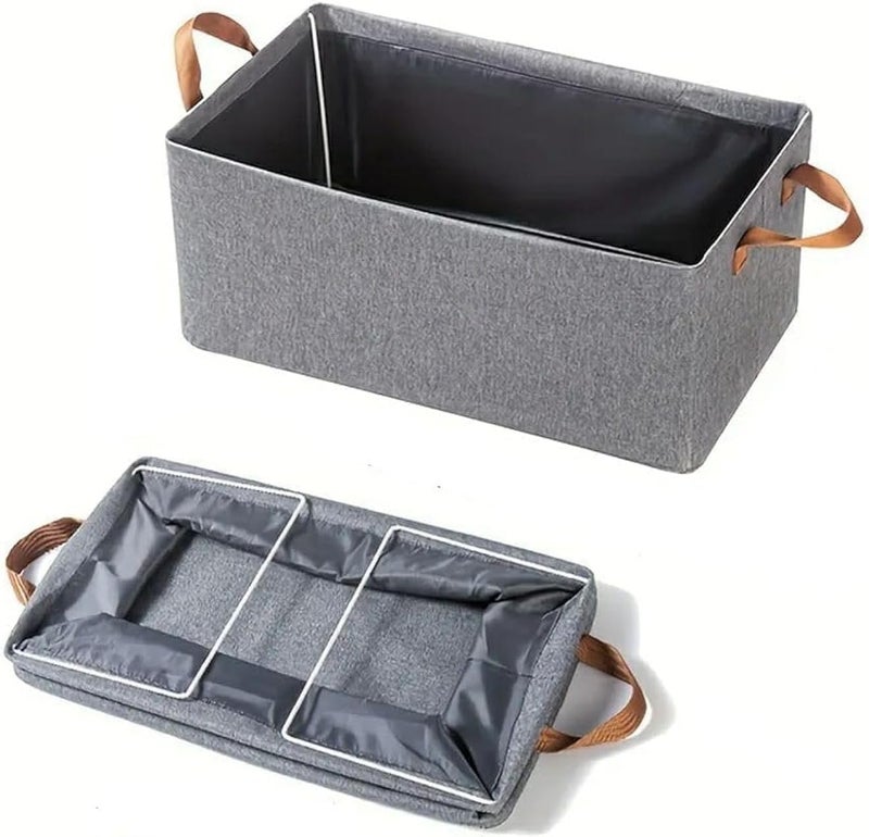 Wardrobe Organizer, Foldable Storage Basket with Heavy Duty Metal Hardware, Drawer Organizers with Durable Washable Handles (3)