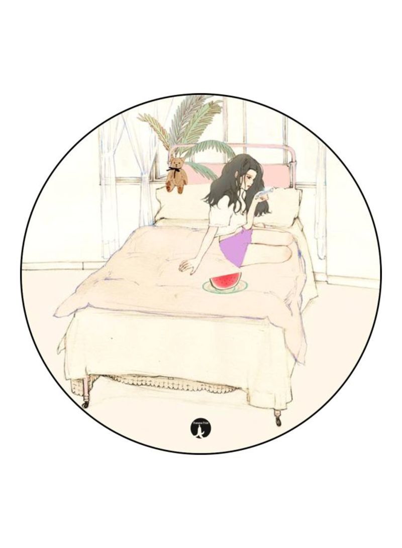 RKN A Girl Printed Mouse Pad  Beige/Purple/Red