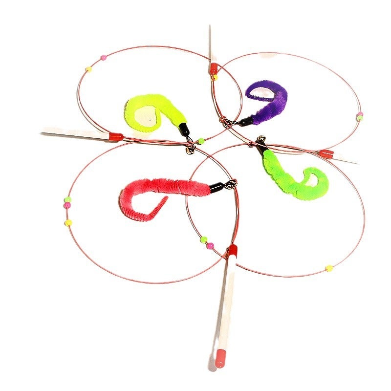 عصا ملاحقة الأسلاك مع ريش وجرس متعدد الألوان لعبة قطط - Image 5