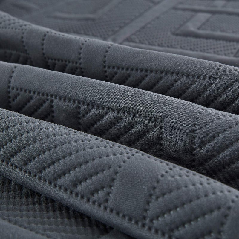 CHIXIN Quilt King Size - Geometric Pattern Bedspread Coverlet Set - Modern & Contemporary Style Bedding Cover  Ultrasonic Quilting  Reversible  Lightweight  4 Piece  Dark Grey - Image 5
