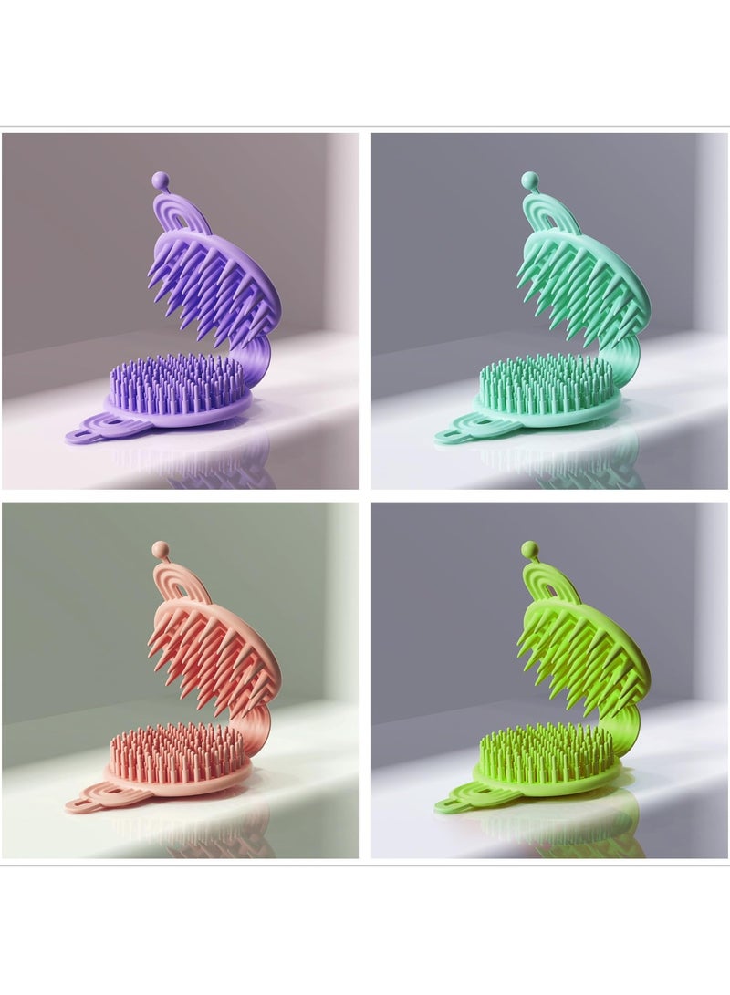 Zikra 4 Pcs Scalp Massagers, Soft Silicone Shampoo Brush, Manual Head Scrubber, Wet & Dry Scalp Scrubber for Hair Growth, Dandruff Removal, Scalp Massage, Shower Head Brush for All Hair Types - Image 1