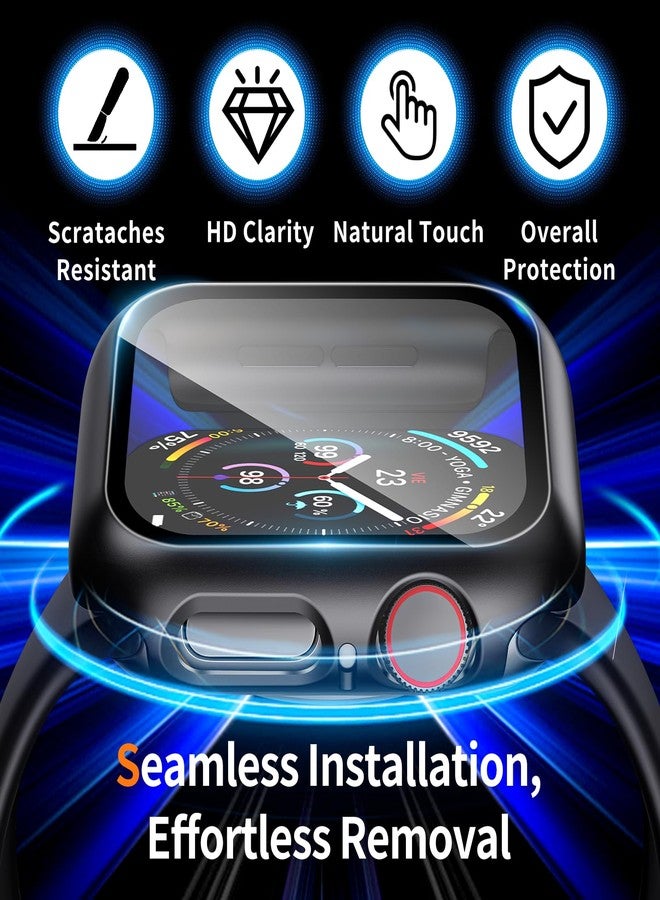 جراب صلب من idudu متوافق مع ساعات Apple Watch Series SE 6 5 4 و iWatch Series 3 2 1 مقاس 44 مم [حماية كاملة]، واقي شاشة مدمج [حساس للمس]، غطاء حماية رفيع 44 مم، أسود - Image 3