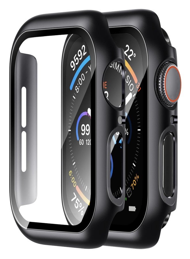 جراب صلب من idudu متوافق مع ساعات Apple Watch Series SE 6 5 4 و iWatch Series 3 2 1 مقاس 44 مم [حماية كاملة]، واقي شاشة مدمج [حساس للمس]، غطاء حماية رفيع 44 مم، أسود - Image 1