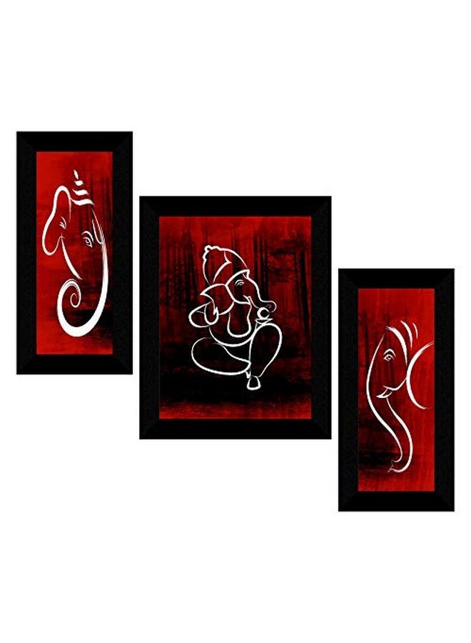 SAF paintings Set of 3 Ganesha UV Textured Home Decorative Gift item Framed Painting 13.5 Inch X 22.5 Inch SANFS30421 - Image 1