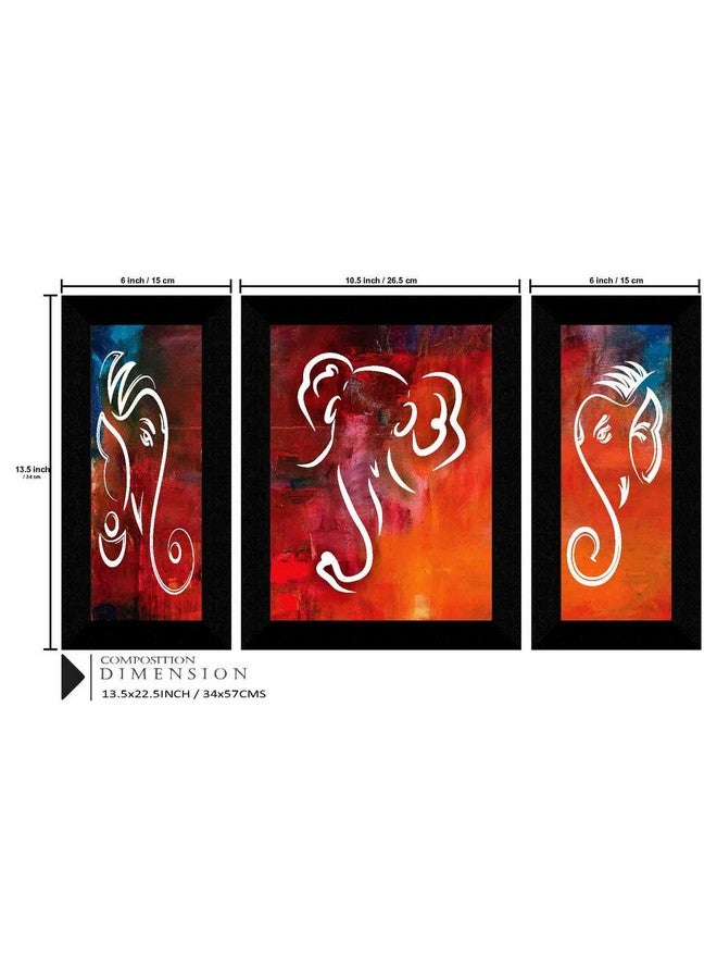 SAF paintings Set of 3 Ganesha UV Textured Home Decorative Gift item Framed Painting 13.5 Inch X 22.5 Inch SANFS30421 - Image 3