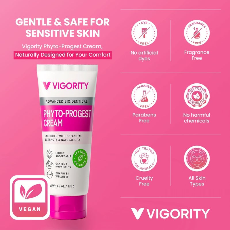 Vigority Phyto-Progest Cream for Women â€“ Botanical Balance & Hydration Support â€“ Gentle, Nourishing, and Fast-Absorbing Formula - Image 5