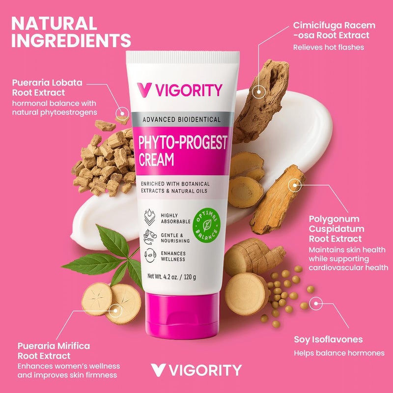 Vigority Phyto-Progest Cream for Women â€“ Botanical Balance & Hydration Support â€“ Gentle, Nourishing, and Fast-Absorbing Formula - Image 3