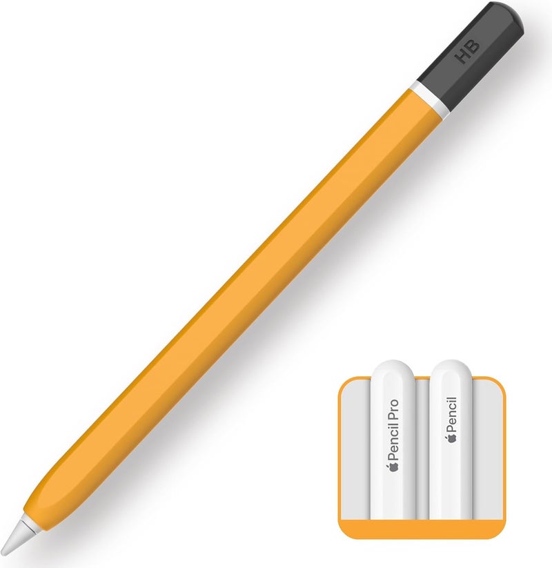 TRONWIN Apple Pencil Pro case,Classic Pencil Design Apple Pencil 2 /Pro Cover,Silicone Apple Pencil 2nd Generation case,Perfect Grip Apple Pencil Pro Sleeve (Yellow) - Image 1
