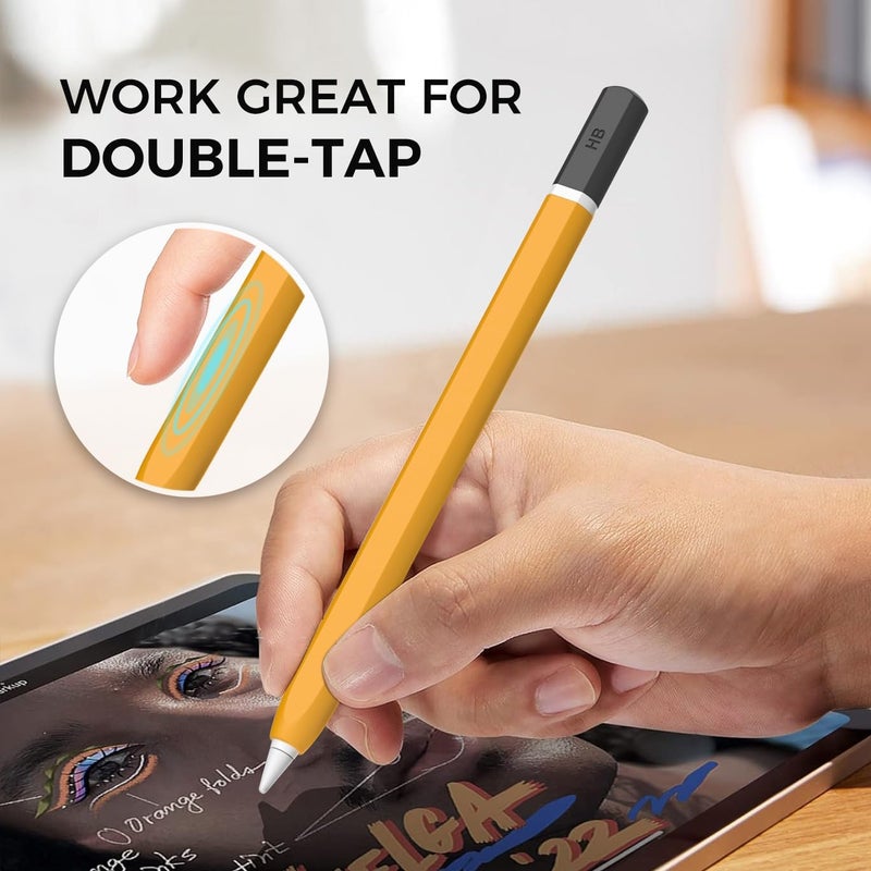TRONWIN Apple Pencil Pro case,Classic Pencil Design Apple Pencil 2 /Pro Cover,Silicone Apple Pencil 2nd Generation case,Perfect Grip Apple Pencil Pro Sleeve (Yellow) - Image 5
