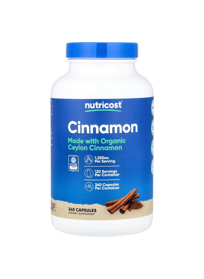 Cinnamon, 240 Capsules (600 mg per Capsule)