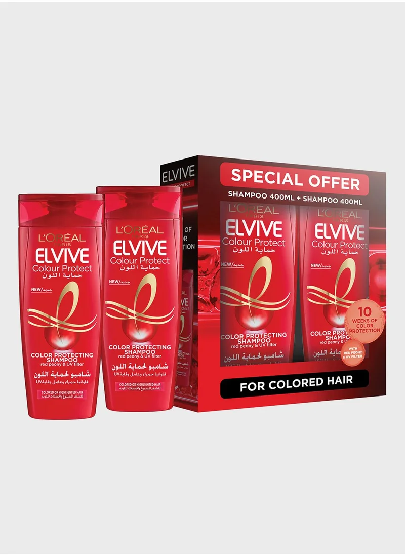 L'OREAL PARIS Elvive Color Protect Shampoo 400ml Twin Pack, Savings 30%