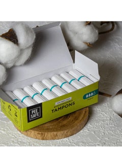 PEESAFE PeeSafe 100% Organic Cotton Tampons, Comfortable & Stain-Free, Biodegradable, Dermatologically tested, Very heavy flow Super Plus size, 16 tampons  - Image 5