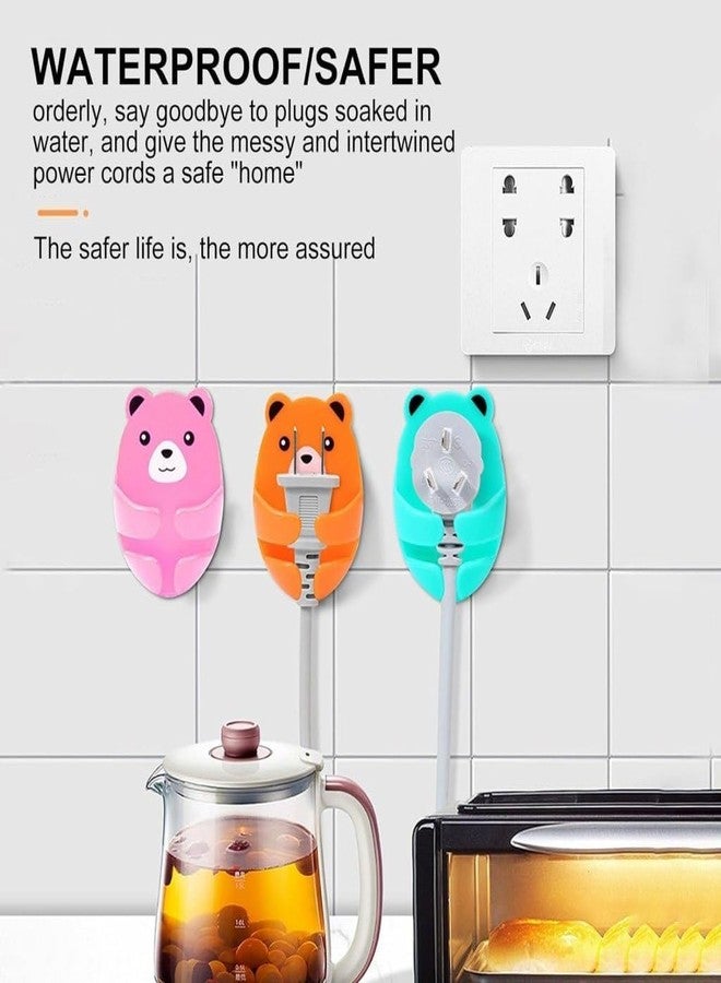 kunya Cute Bears Wall Hooks 4 Different Colors Hooks Hanging Adhesive Hooks, Rurbeder Plug Wire Holder, Cartoon Bear Storage Hooks, Kitchen Gadgets (Multi Colour) Pack of 4 - Image 5