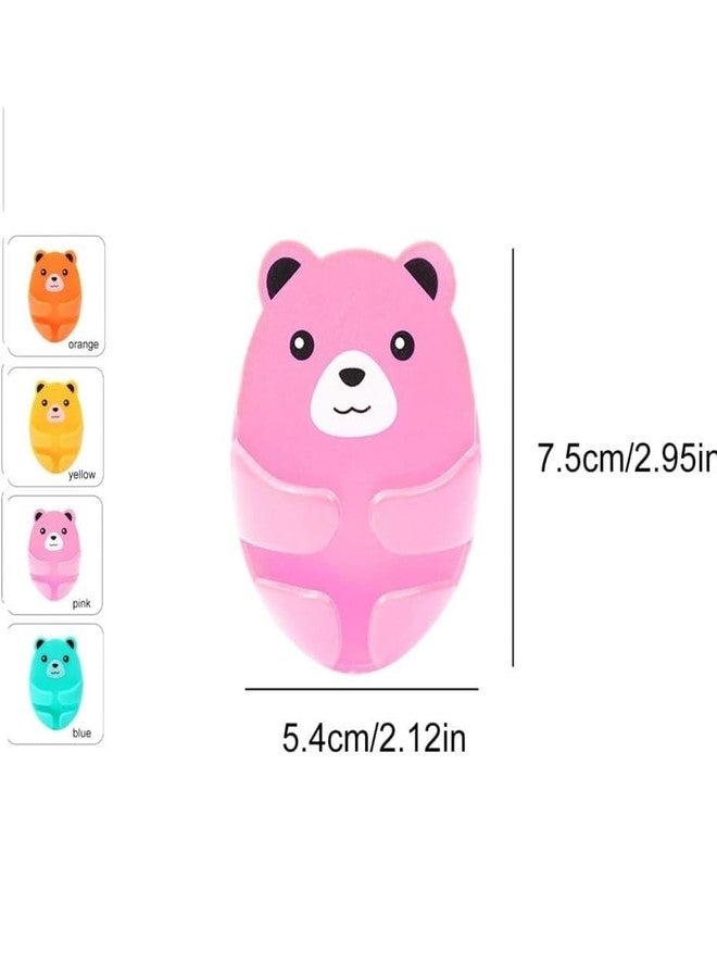 kunya Cute Bears Wall Hooks 4 Different Colors Hooks Hanging Adhesive Hooks, Rurbeder Plug Wire Holder, Cartoon Bear Storage Hooks, Kitchen Gadgets (Multi Colour) Pack of 4 - Image 4
