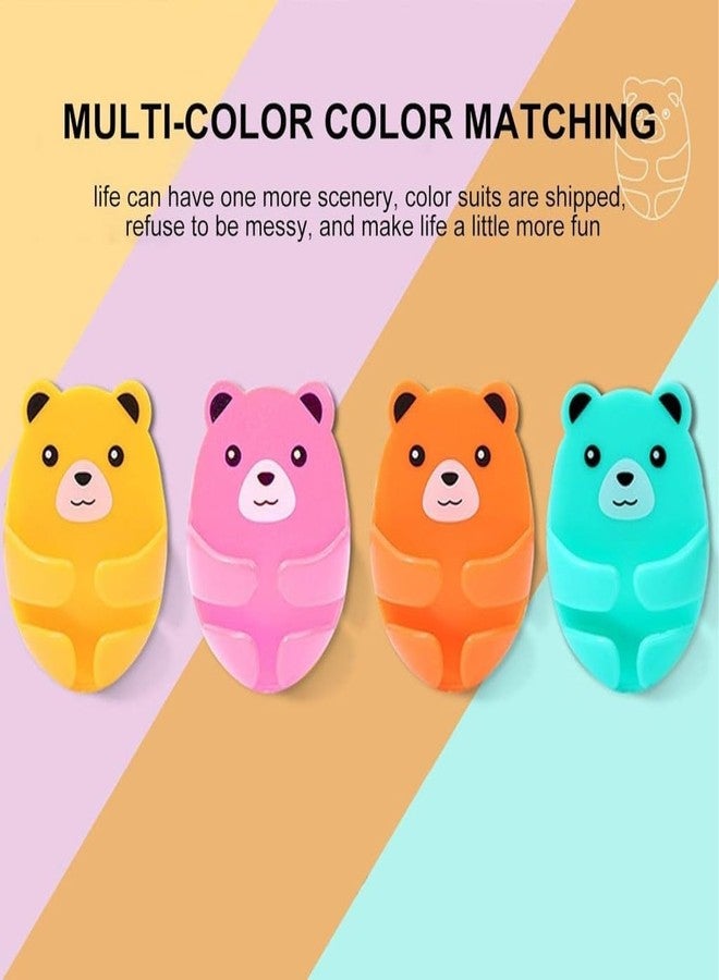 kunya Cute Bears Wall Hooks 4 Different Colors Hooks Hanging Adhesive Hooks, Rurbeder Plug Wire Holder, Cartoon Bear Storage Hooks, Kitchen Gadgets (Multi Colour) Pack of 4 - Image 2