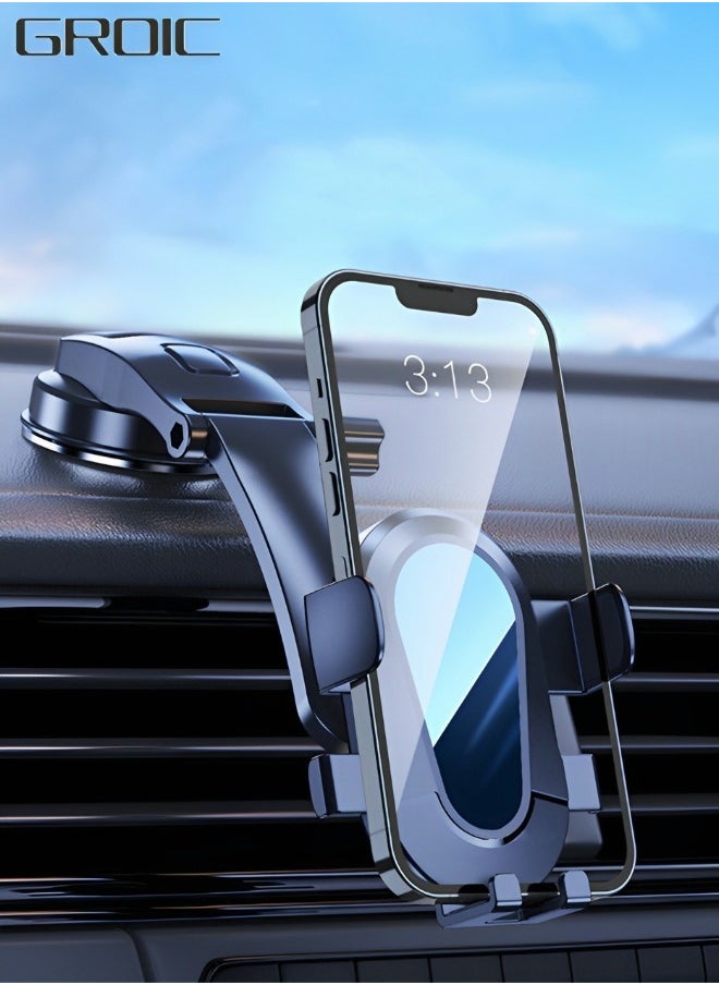 GROIC Universal Phone Mount for Car, Dashboard Windshield Long Arm Strong Suction Car Cell Phone Holder Mount for All Mobile Phones  - Image 1