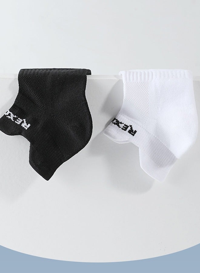 REXCHI Leiqi Outdoor Sports Basketball Running Training Ankle Towel Bottom Pure Cotton Deodorant Comfortable Moisture Wicking Socks For Men, Women And Boys 2 Pairs (Black And White) - Image 4