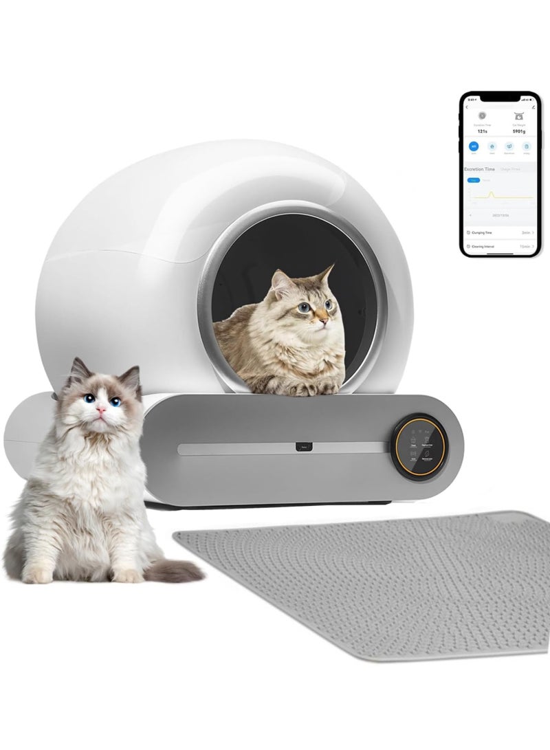 Halamine 65L Extra Large Automatic Self-Cleaning Litter Box,Smart APP Controlled Cat Toilet for Multiple Cats, Advanced Odor Removal & Anti-Pinch Safety System ,Complete Kit with Waste Liners, Mat - Image 2