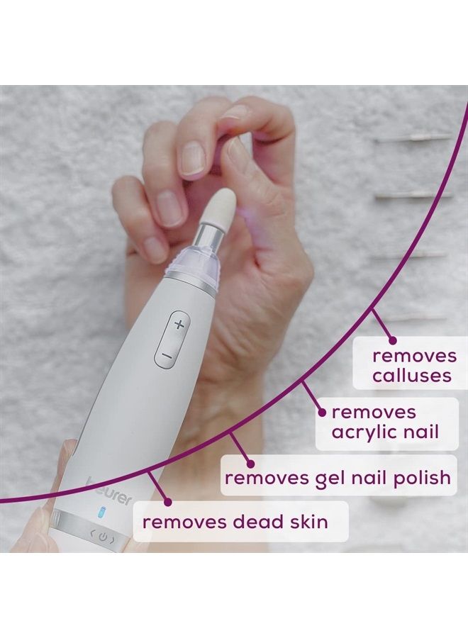 Beurer MP62 Professional Nail Drill Kit, Portable Electric File Machine with 10 Attachments & 10 Sanding Bands, Efile Dremel for Acrylic Gel Manicure and Pedicure, LED Light, with Storage Case - Image 2