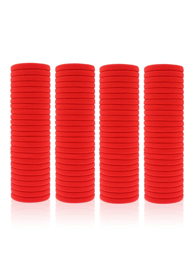 PIDOUDOU - 100 Pack Seamless Hair Ties for Women Girls Ponytail Holders for Thick Hair Red - Image 1