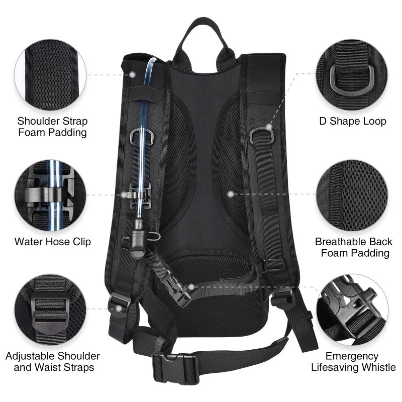 NOOLA Hydration Backpack with 3L TPU Water Bladder, Tactical Molle Water Backpack for Men Women, Hydration Pack for Hiking, Biking, Running and Climbing, Black - Image 4