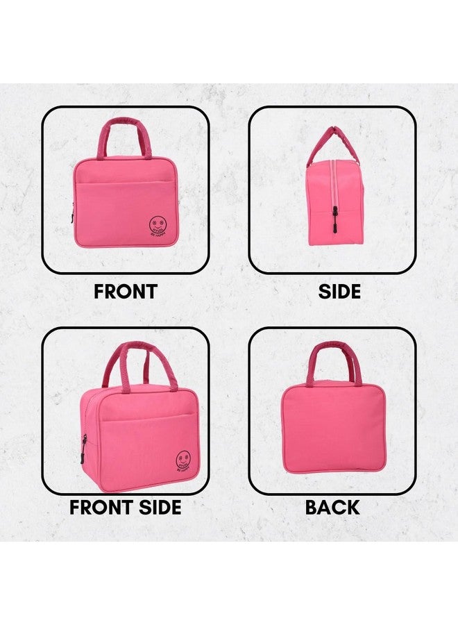 HYLOL Women and Kids Portable and Reusable Insulated Cotton Thermal Cooler Lunch/Tiffin/Storage Bag for Office Women, College, and School (Pink) - Image 2