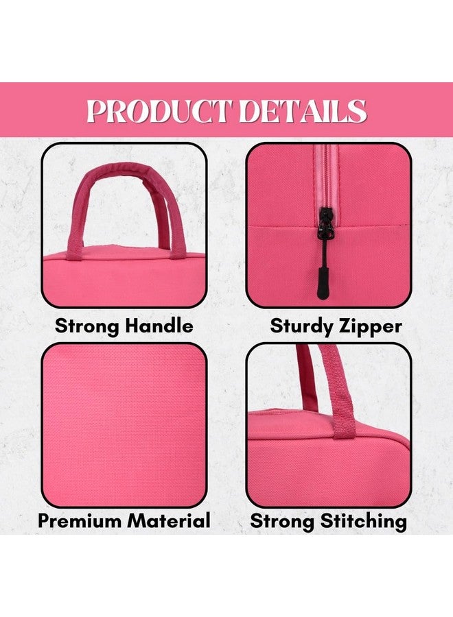 HYLOL Women and Kids Portable and Reusable Insulated Cotton Thermal Cooler Lunch/Tiffin/Storage Bag for Office Women, College, and School (Pink) - Image 5