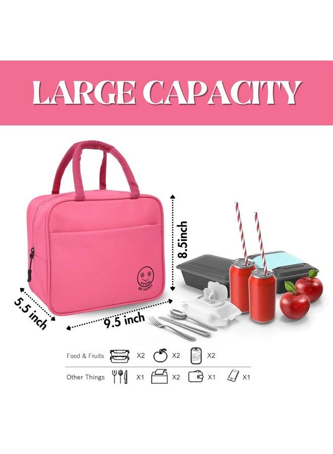 HYLOL Women and Kids Portable and Reusable Insulated Cotton Thermal Cooler Lunch/Tiffin/Storage Bag for Office Women, College, and School (Pink) - Image 3