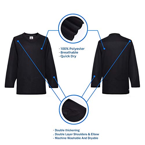 EALER H80 Series Blank Ice Hockey Practice Jersey for Men and Boy - Senior and Junior - Adult and Youth Black - Image 3