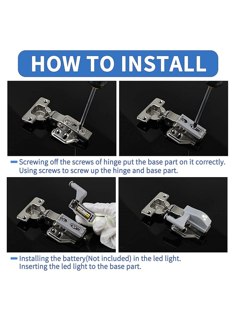 KASTWAVE Cabinet Hinge LED Sensor Light, Universal Cupboard Cool White Lights Night Light for Living Room, Bedroom, Wardrobe (10Pcs - Include Battery) - Image 5