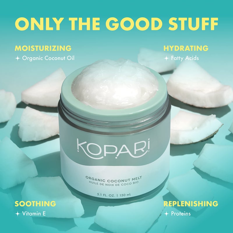 Kopari Organic Coconut Melt | Multi Purpose Skin Moisturizer, 100% Unrefined Coconut Oil Skin Care For Body, Hair, Face | Vegan, Cruelty Free, Paraben & Sulfate Free | 5.1 Oz - Image 3