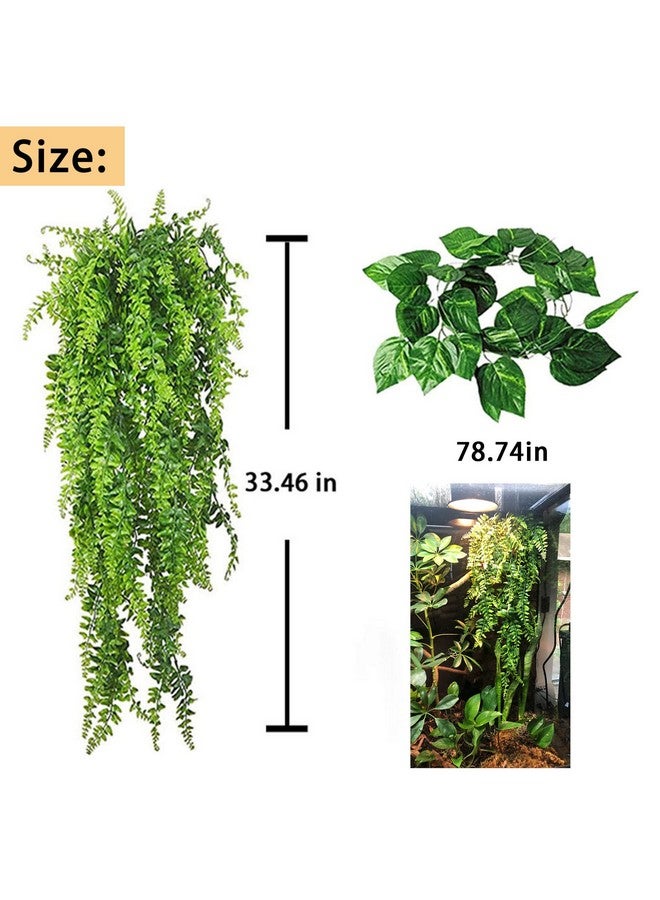 kathson Bearded Dragon Hammock Lounger Reptile Breathable Mesh Hammocks Hanging Vines Plants Tank Accessories Habitat Decor for Lizard Gecko Snake Chameleon Iguana Amphibians(3 PCS) - Image 3