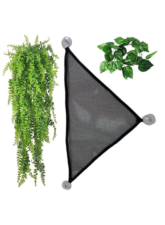 kathson Bearded Dragon Hammock Lounger Reptile Breathable Mesh Hammocks Hanging Vines Plants Tank Accessories Habitat Decor for Lizard Gecko Snake Chameleon Iguana Amphibians(3 PCS) - Image 1