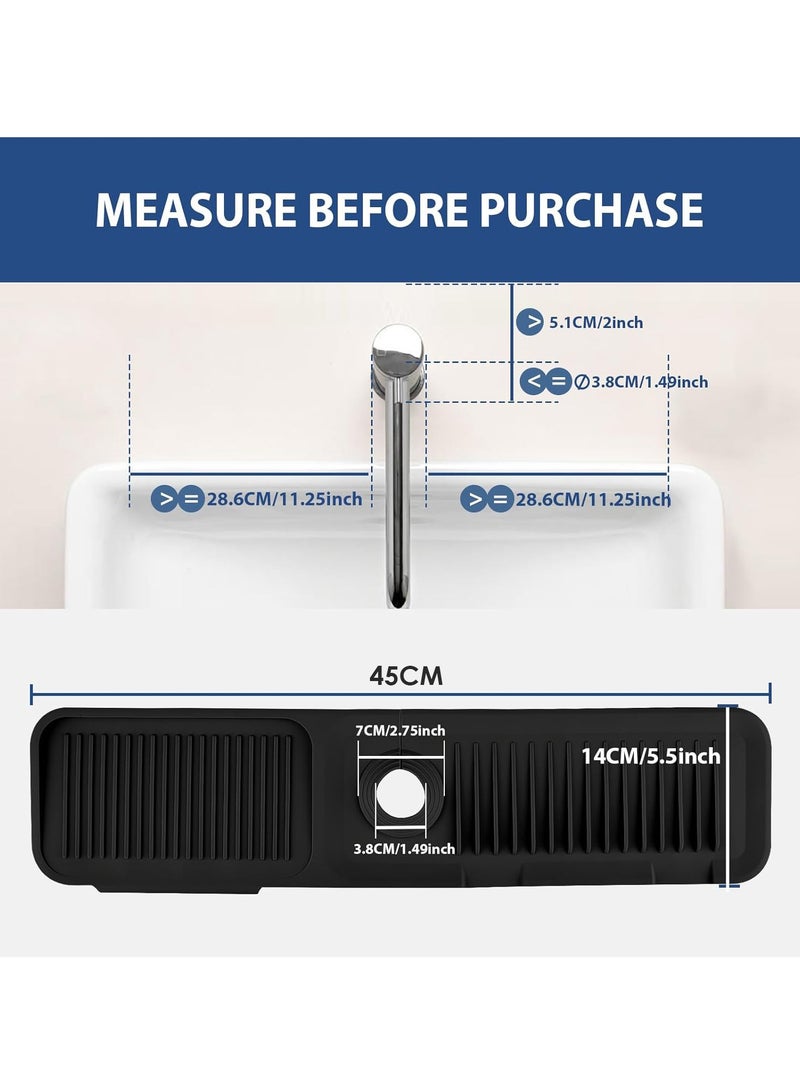 Relex Kitchen Sink Splash Guard, Silicone Draining Mat for Sink, Longer Silicone Faucet Drainer Pad, Sink Protectors for Kitchen Sink Mat, Sponge Holder for Kitchen Sink Accessories, Black - Image 2