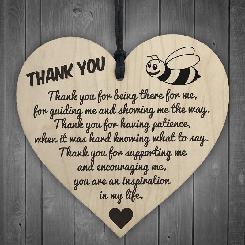 RED OCEAN Thank You For Being There For Me Wooden Hanging Heart Love Friendship Plaque - Image 1
