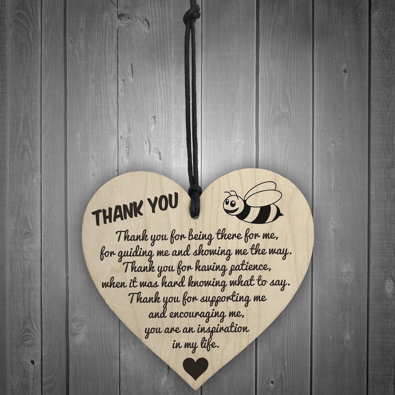 RED OCEAN Thank You For Being There For Me Wooden Hanging Heart Love Friendship Plaque - Image 2