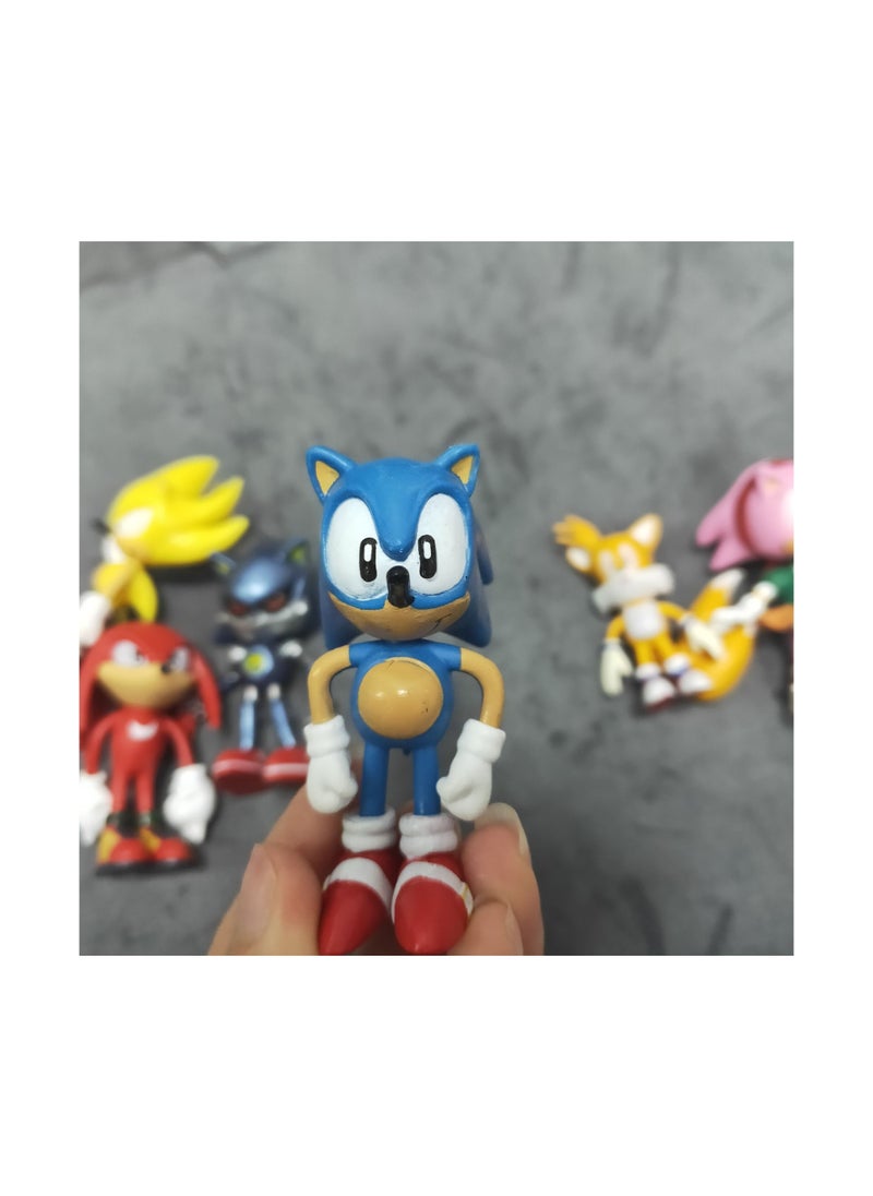 JUNYOUK - Set Sonic figure Tails Werehog Action Figures Knuckles doll Dr. Eggman Cartoon Figurines Collectible Dolls Kids Hedgehog Toy - Image 1