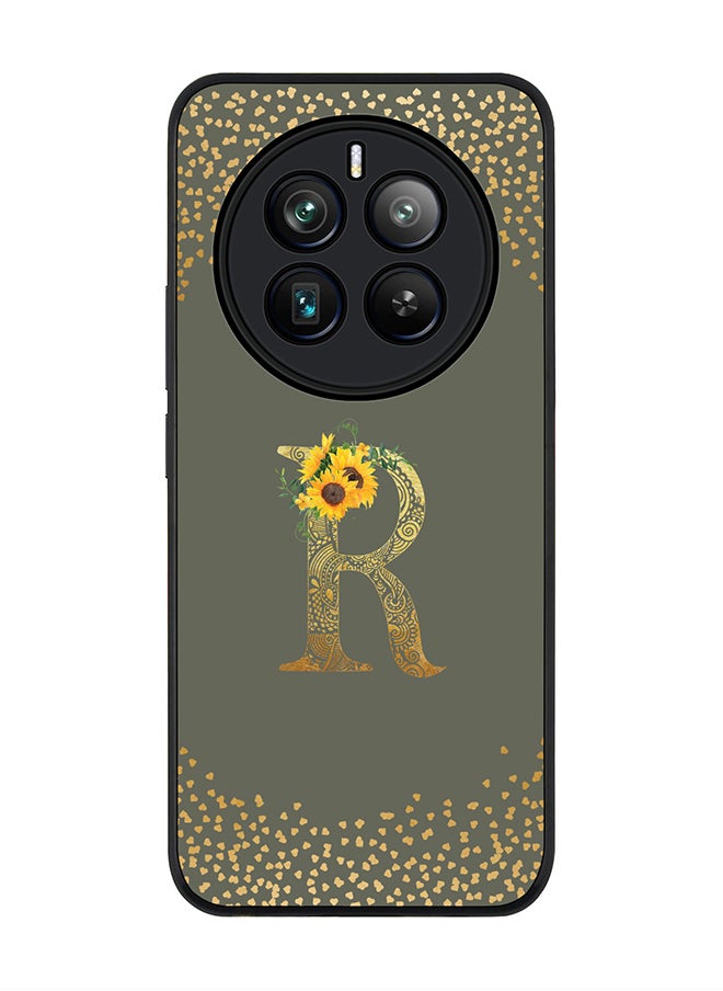 Stylizedd - Rugged Black Edge Case for Realme 12 Pro / Realme 12 Pro Plus 5G, Custom Monogram Initial Letter Mandala Floral Alphabet-R (Olive Green) - Image 1